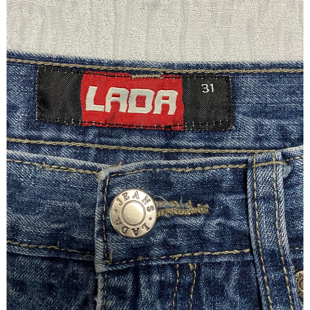 LADA Mens Blue Jeans Wide Leg Straight Distressed Denim Pants Size 30 Y2K Skater - Picture 7 of 11
